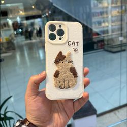 قاب طرح گربه پارچه ای مناسب Iphone 13 pro max