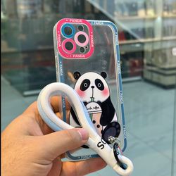 قاب طرح عروسکی پاندا همراه با بند مناسب برای iphone 13 pro max