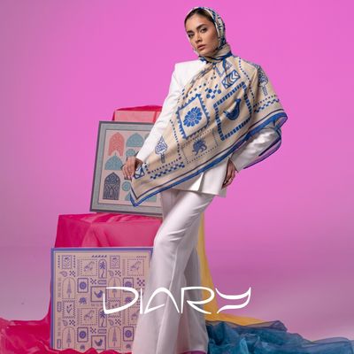 روسری طرح نقش پارسی رنگ آبی