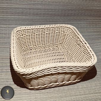 سبد سبزی پلاستیک بافت مربع رنگ کرمی