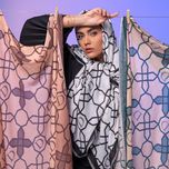 روسری طرح اسلیمی قهوه ای