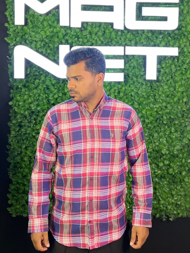 پیراهن چهارخانه سرمه ای قرمز