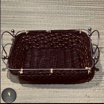 سبد نان مستطیل حصیر و فلز