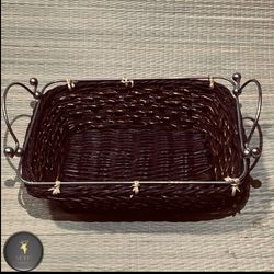 سبد نان مستطیل حصیر و فلز