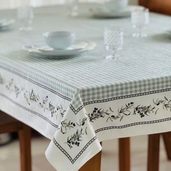 رومیزی مخمل شانل ضدلک 100*70طرح زیتون