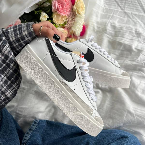 Nike - Blazer Low کتونی نایک مدل بلیزر سفید کرم لوگو مشکی
