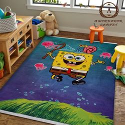 فرش اتاق کودک فرشینه کودک اسپرت طرح باب اسفنجی ارسال 20 روز کاری