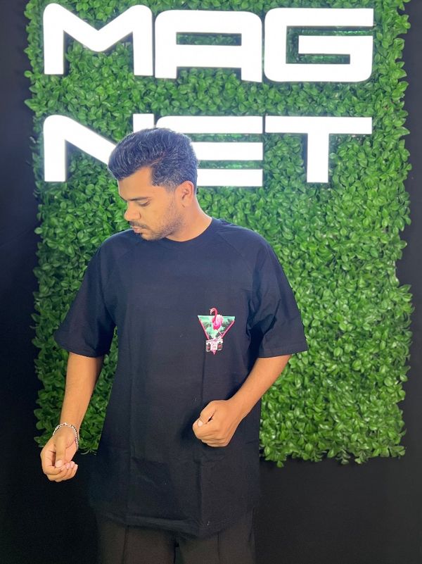 تیشرت لش طرح فلامینگو مشکی