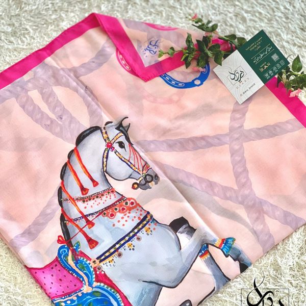 روسری اسب و گلیم صورتی