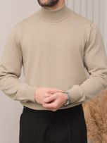 بافت یقه اسکی کرم خاکی روشن sh396