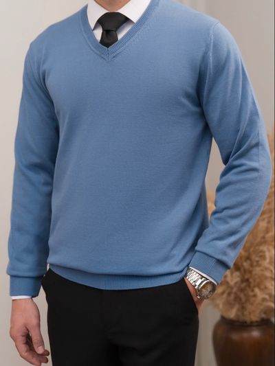 بافت یقه هفت آبی نفتی روشن sh392