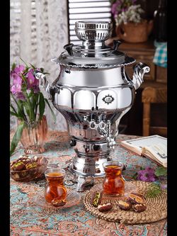 سماور گازی 6 لیتری پیلوت دار نقشینه سیمین