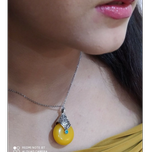 گردنبند فانتزی طرح عقیق زرد
