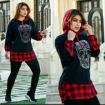 هودی تیکه چهارخونه شیک زنانه