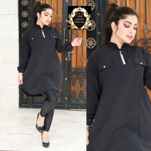 مانتو مشکی نیم زیپ ابروبادی