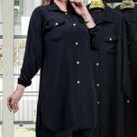 مانتو مشکی ابروبادی شیک جلودکمه خور