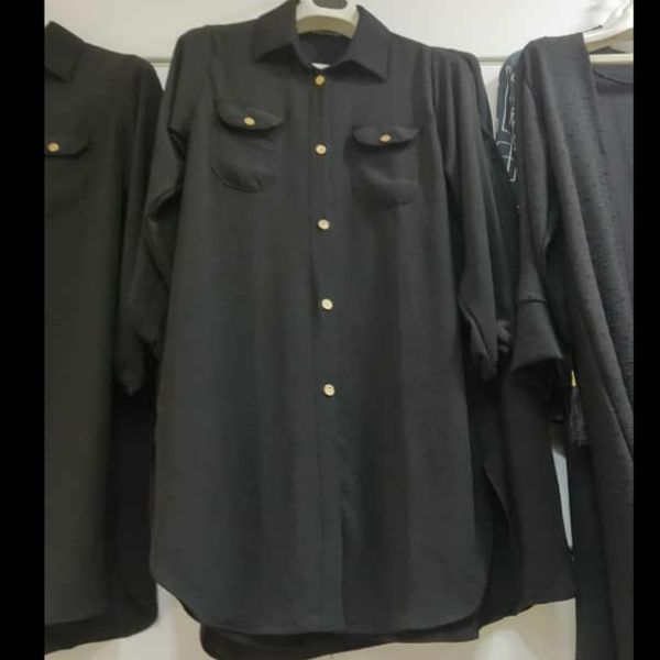 مانتو مشکی ابروبادی شیک جلودکمه خور