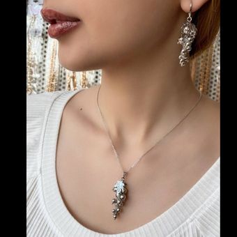 نیم ست انگور طرح طلا نقره ای