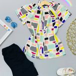 تیشرت ابرنگی  وشلوارک نخی دخترانه شیک