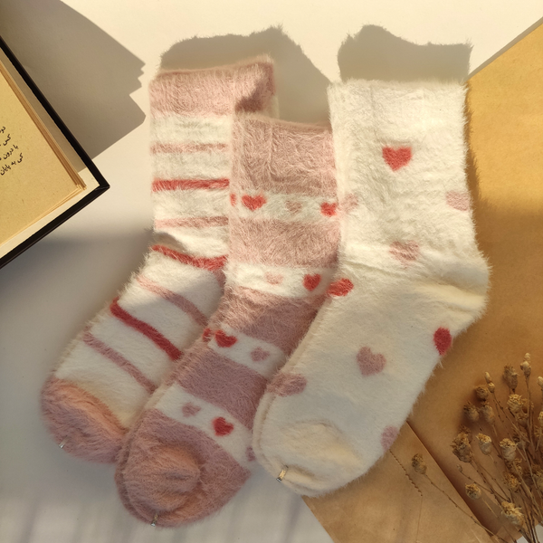 جوراب نیم ساق زنانه موهر طرح قلبی وارداتی