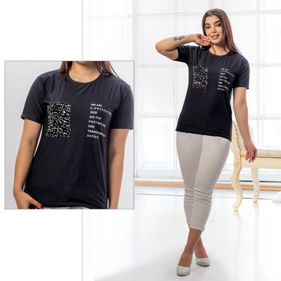 تیشرت شیک زنانه  مشکی جیب پولکی