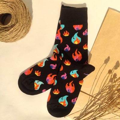 جوراب ساقدار یونیسکس طرح شعله آتش برند ترک EGS Socks