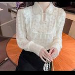 شومیز موهر  پرنسسی وارداتی دکمه مرواریدی