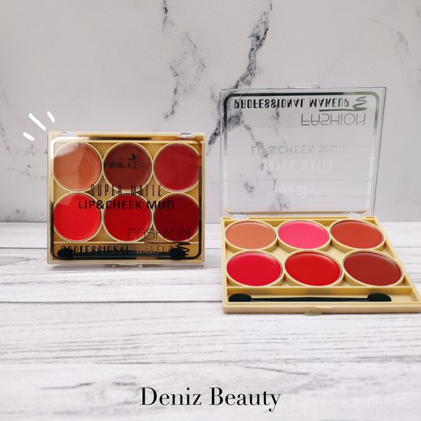 پالت رژلب 6 عددی از برند PINK KEY