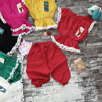 سارافون شلوارک دخترانه منگوله دار