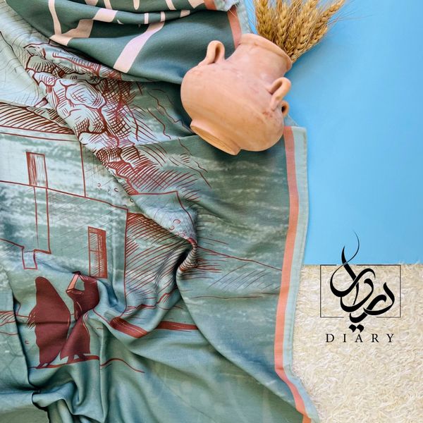 روسری طرح عمارت یزد کویر تیره