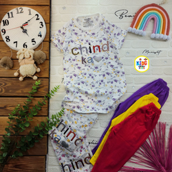 تیشرت شلوارک دخترانه طرح گل