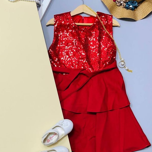 سارافون جلو پولکی قرمز شیک دخترانه