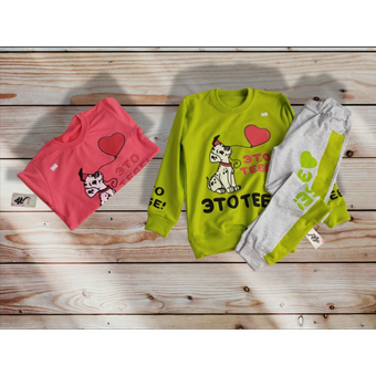 بلوز شلوار دخترانه سگ و قلب