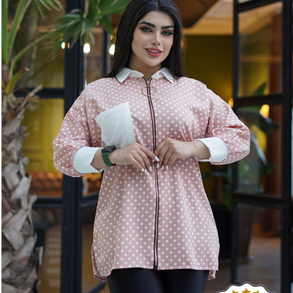 مانتو زنانه جلوزیپ شیک خالدار