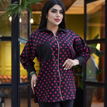 مانتو زنانه جلوزیپ شیک خالدار