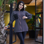 مانتو زنانه جلوزیپ شیک خالدار