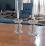 شمعدان رومیزی کریستال طرح گوی دو کفی دار تک گوی ارسال رایگان