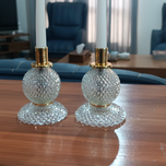 شمعدان رومیزی کریستال گوی کفی شیشه ای ارسال رایگان