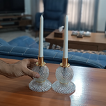 شمعدان رومیزی کریستال گوی کفی شیشه ای ارسال رایگان