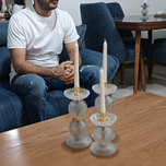 شمعدان رومیزی کریستال طرح گوی دو کفی دار تک گوی ارسال رایگان