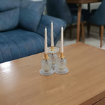 شمعدان رومیزی کریستال گوی کفی شیشه ای ارسال رایگان