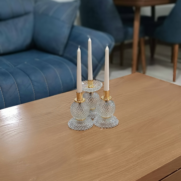 شمعدان رومیزی کریستال گوی کفی شیشه ای ارسال رایگان