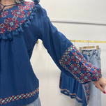 شومیز گلدوزی هندسی کد 115