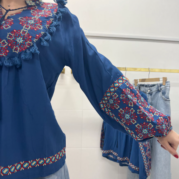 شومیز گلدوزی هندسی کد 115