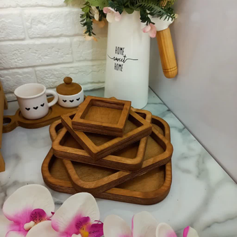 سینی 5 تیکه چوبی لبه دار