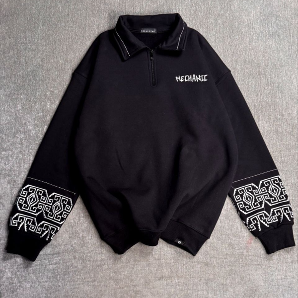 دورس نیم زیپ یقه دار طرح مکانیک