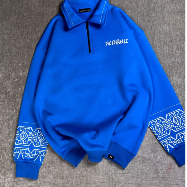 دورس نیم زیپ یقه دار طرح مکانیک