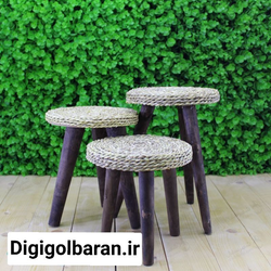 استند پایه گلدان چوبی حصیری قطر 20 سانت