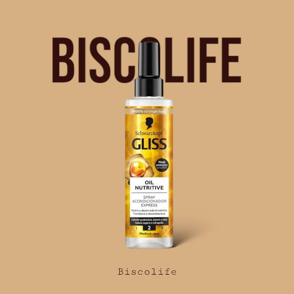 اسپری دوفاز و ضد حرارت گلیس GLISS مدل OIL NUTRITIVE موهای آسیب دیده حجم  200 میلی