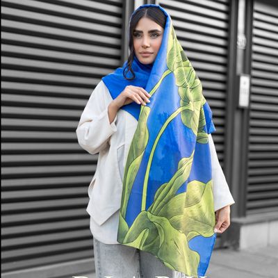 شال لاله واژگون رنگ  سرمه ای